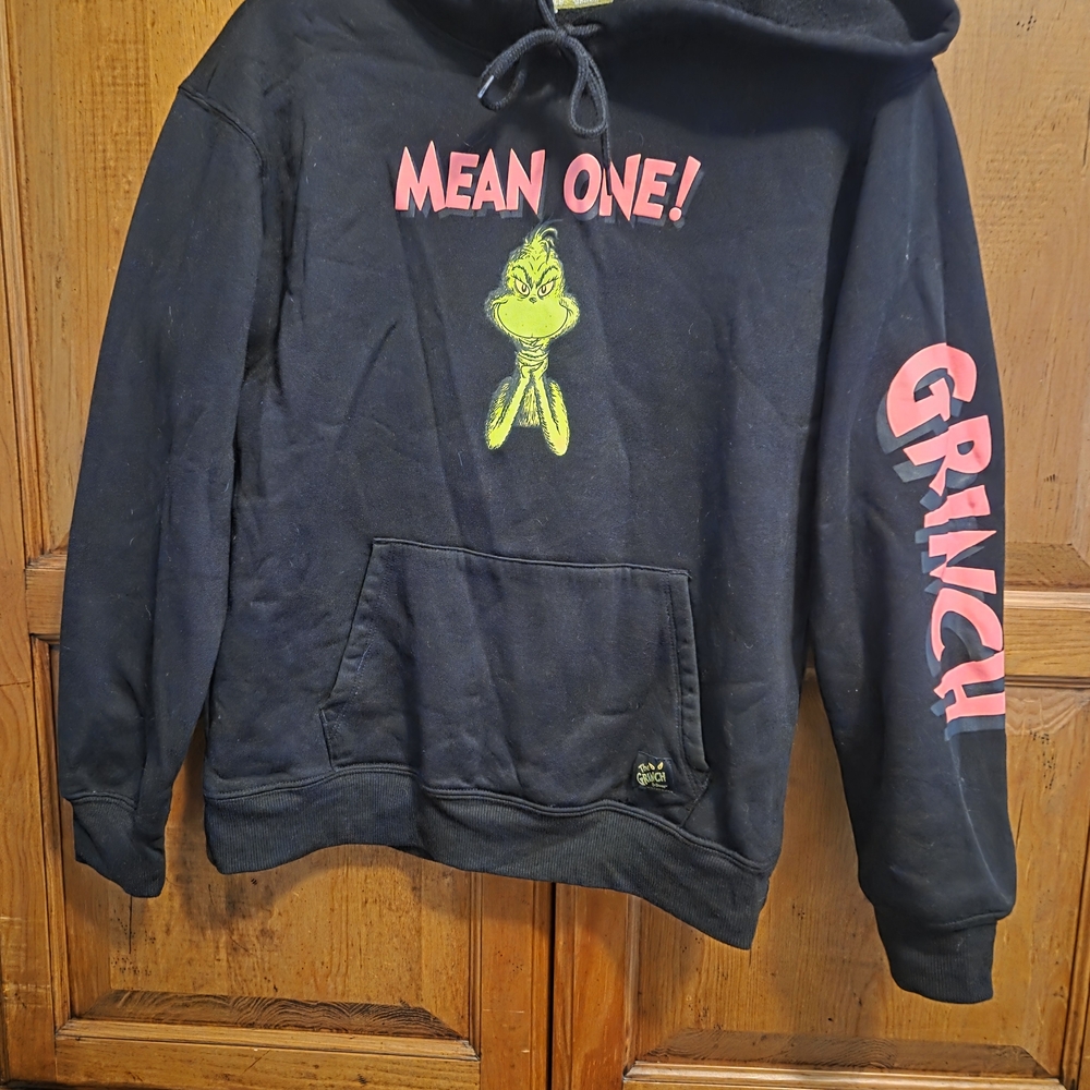 Black Grinch Hoodie with Pink Text